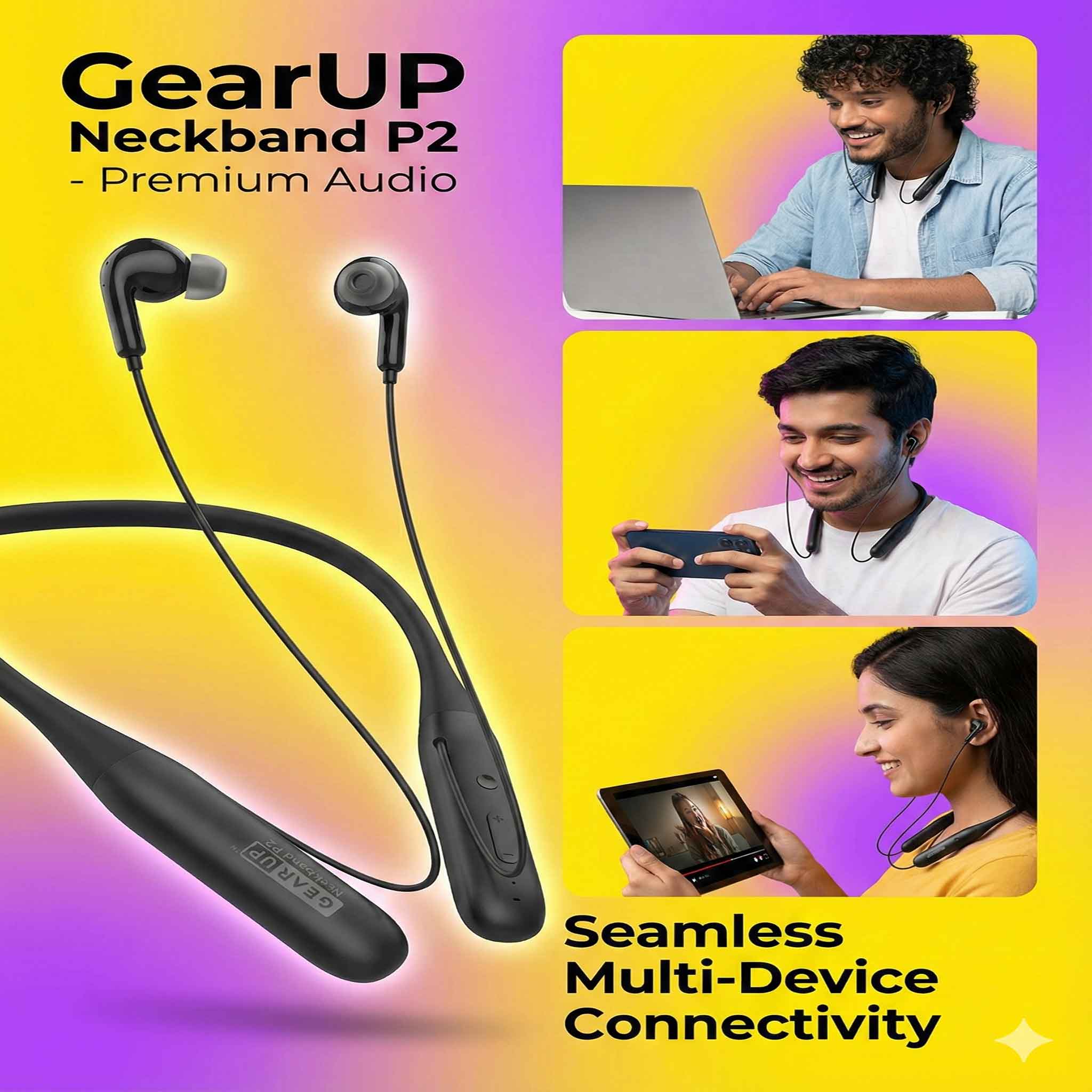 GearUP Neckband P2 – Black দাম ও কোয়ালিটির পারফেক্ট কম্বিনেশন—এখন বাংলাদেশের জন্য!